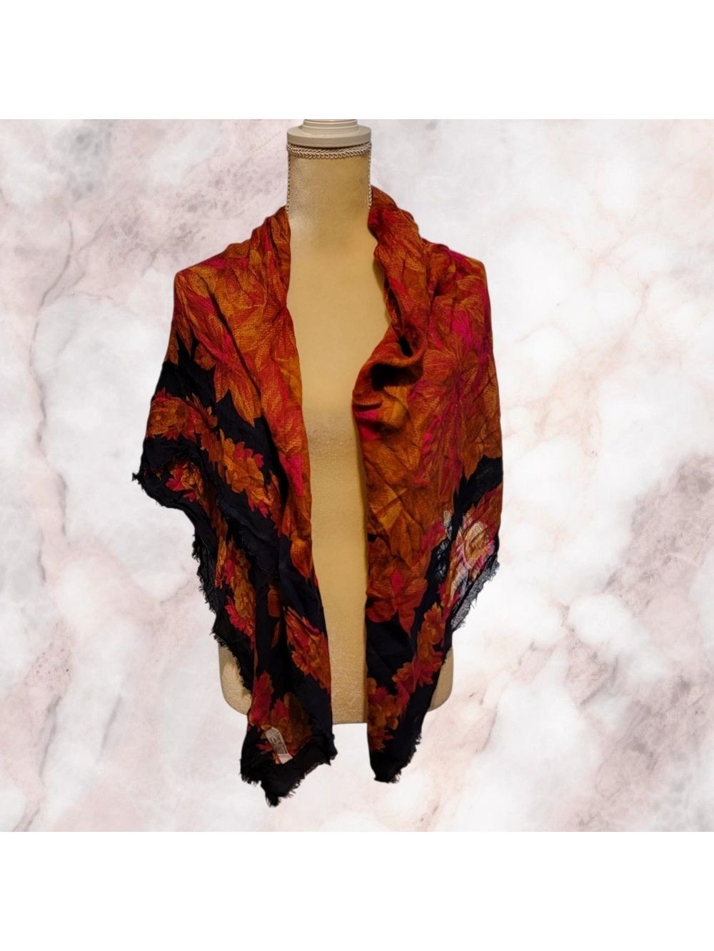Vtg Betmar Scarf XL Blue 46" Autumn Oversized scarf wrap Italy
